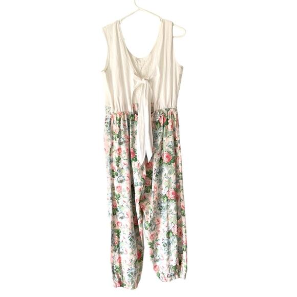 Vintage Allison Rose By Dragon Fly Cabbage Rose Lace Eyelet Romper size medium - Picture 4 of 10